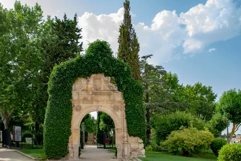 Arch of the old monastery of San Jeronimo in Zamora Stock Photos