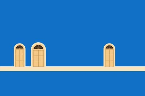 Arch or Full Springline Window on Blue Wall - Stock Illustration Stock Illustration