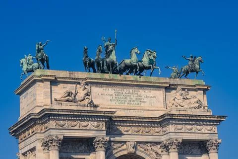 The Arch of Peace (Arco della Pace) a triumphal arch in Piazza Sempione Stock Photos