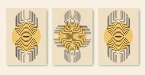 Arch poster set in minimalistic style with texture. Illustrazione stock