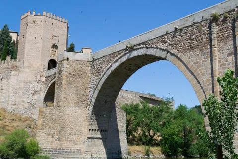 Arch of the Roman bridge Stock Photos