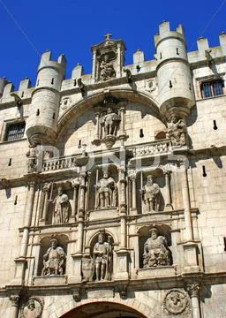 Arch of santa maria in burgos Stock Photos