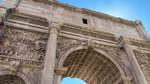 Arch of Septimius Severus – Ancient Roman Triumphal Arch in Rome, Italy Stock Footage 309875718