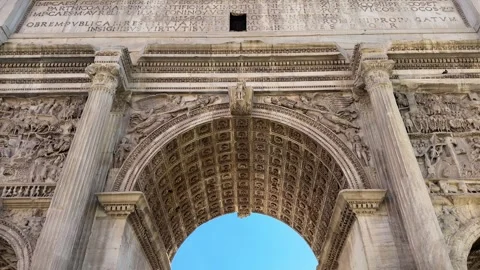 Arch of Septimius Severus – Ancient Roman Triumphal Arch in Rome, Italy Stock Footage 309875729