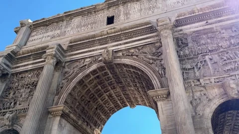 Arch of Septimius Severus – Ancient Roman Triumphal Arch in Rome, Italy Stock-Footage 309875760