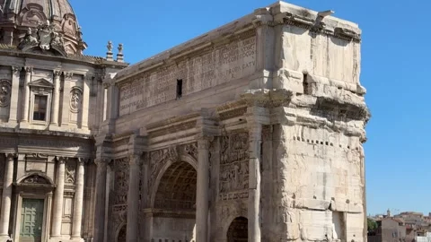 Arch of Septimius Severus – Ancient Roman Triumphal Arch in Rome, Italy Vidéo 309875762