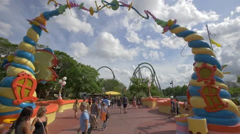 The arch of Seuss Landing at Universal Studios, Orlando Stock Footage 51144798