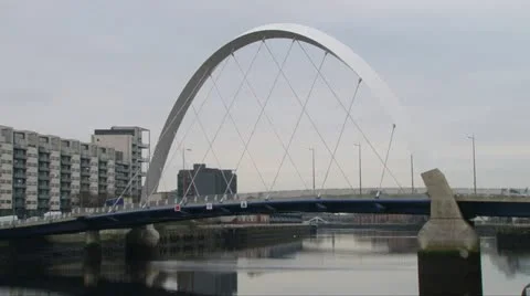 Arch Suspension Bridge Stock Footage 10884429