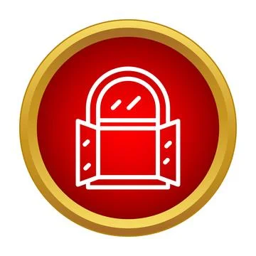 Arch top opening window simple line icon Stock Illustration