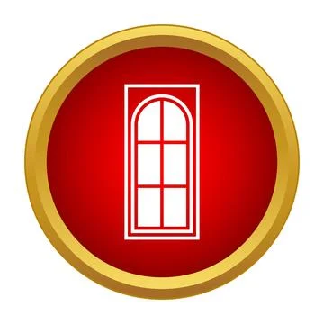 Arch top window icon in red circle Stock Illustration
