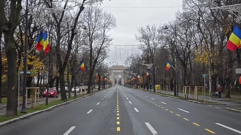 The Arch of Triumph (Arcul de Triumf) from Bucharest Romania, National Day wi Stock Footage 82979913