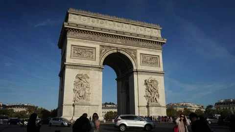 Arch of triumph day time lapse, Paris France Stock Footage 136122852
