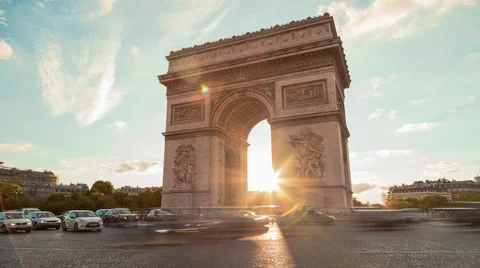 Arch Of Triumph, Evening, Paris - Time Lapse Stock Footage 54108407