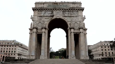 The Arch of Triumph located in Piazza della Vittoria in Genoa. Video stock 270971386