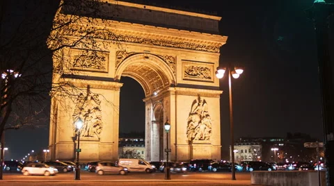 Arch Of Triumph by Night 5, Paris Stock Footage 47466064