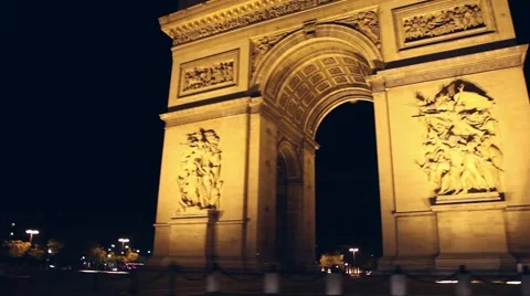 Arch of Triumph at night, Paris Stock Footage 62874747