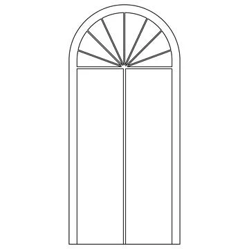 Arch type of window outline for house isolated on white background. Clipart. Illustrazione stock