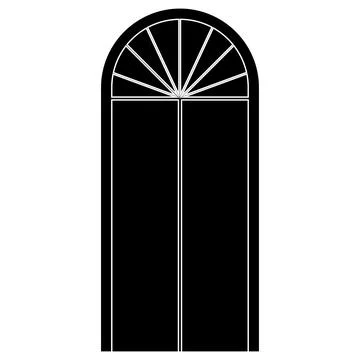 Arch type of window silhouette for house isolated on white background. Clipart. Illustrazione stock