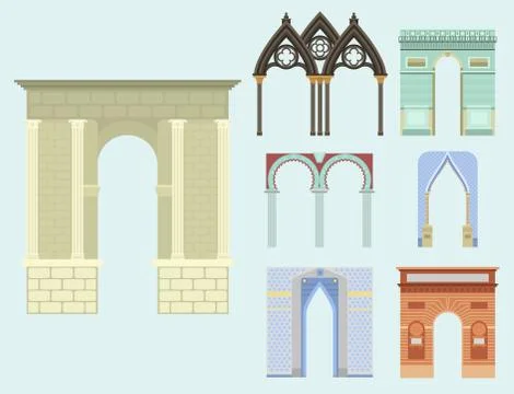 Arch vector architecture construction frame column entrance design classical Illustrazione stock