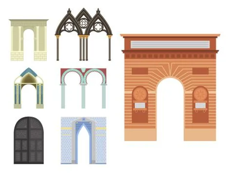 Arch vector architecture construction frame column entrance design classical Illustrazione stock