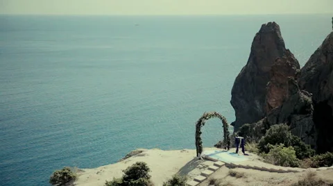 Arch for the wedding ceremony Stock Footage 60252477