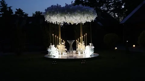 Arch for a wedding ceremony at night Stock Footage 307315207