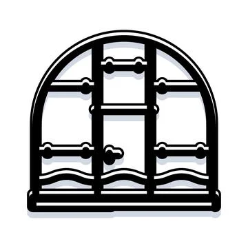 Arch window frame outline minimalism style vector Stock Illustration