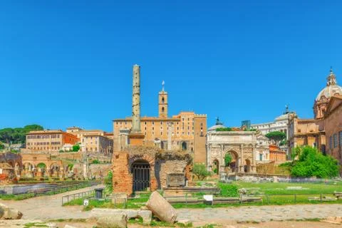 Archaeological and historical objects in Rome, united by the name - Roman For Stock Photos