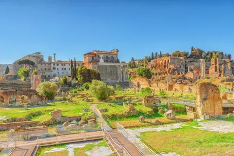 Archaeological and historical objects in Rome, united by the name - Roman For Stock Photos