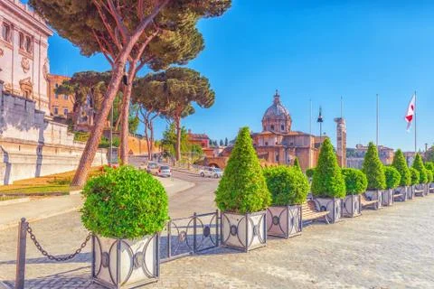Archaeological and historical objects in Rome, united by the name - Roman For Stock Photos