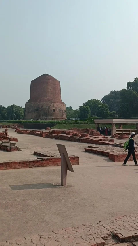 Archaeological areas and temples of Sarnath, India Stock Footage 296919793