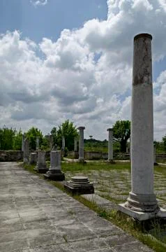 Archaeological Complex Abritus with primary conservation of  walls and columns Stock Photos