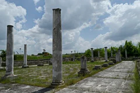 Archaeological Complex Abritus with primary conservation of  walls and columns Stock Photos