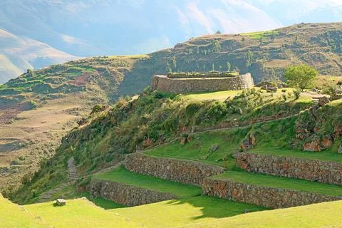 Archaeological Complex of Tipon, Cusco Region, Peru 스톡 사진