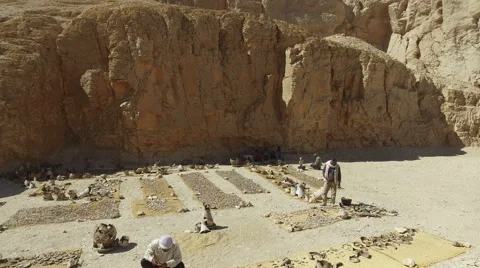 Archaeological digs in Valley of the Kings Stock Footage