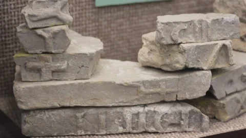 Archaeological excavations. ancient bricks of the Middle Ages Video stock 91184930