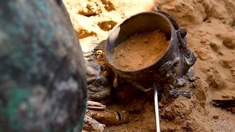 Archaeological excavations of ancient tombs Stock Footage 310052437
