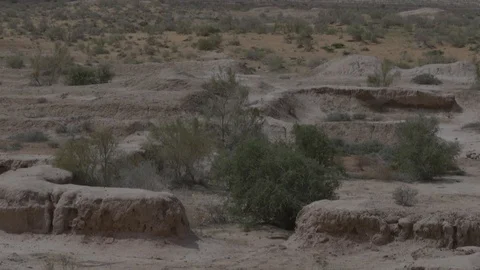 Archaeological excavations in the desert old ancient city of Asia Stock Footage 124328576