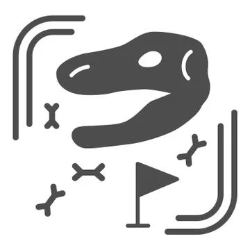 Archaeological excavations solid icon, Paleontology concept, Excavated fossils Stock Illustration