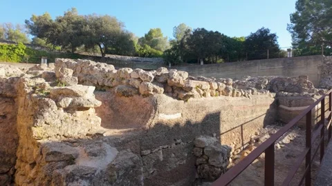 Archaeological remains at the ancient Olrdola settlement Video stock 344803501