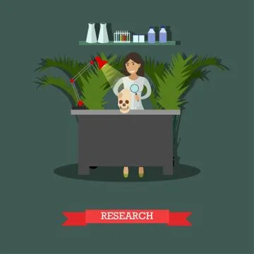 Archaeological research concept vector illustration in flat style Stock Illustration