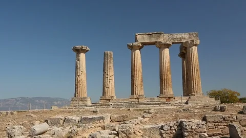 Archaeological Site of Corinth Temple of Apollo Tilt Down 스톡 동영상 101274212