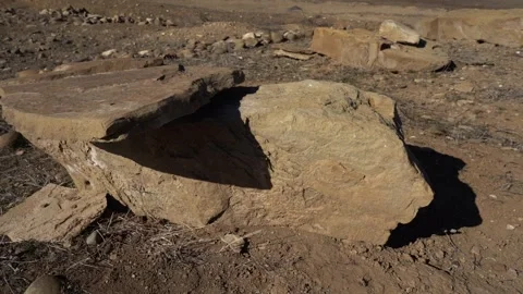 Archaeological site. Different types of stone monuments Stock Footage 251545940