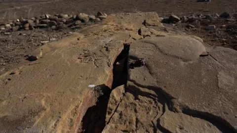 Archaeological site. Different types of stone monuments 库存影片 251545946