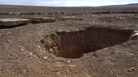 Archaeological site. Different types of stone monuments Stock Footage 251545976