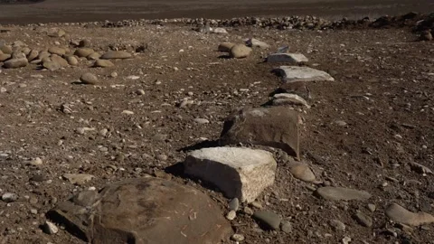 Archaeological site. Different types of stone monuments 스톡 동영상 251545990