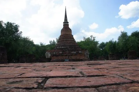Archaeological site, wat chang lom, old city, sukhothai, world heritage, tourist Stock Photos
