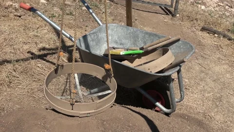 Archaeological tools at the Gobeklitepe digging site Stock Footage 159353594