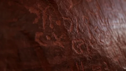 Archaeological wall cave paintings Middle East Southern Jordan Wadi Rum Desert Stock Footage 95150976