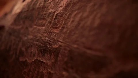 Archaeological wall cave paintings Middle East Southern Jordan Wadi Rum Desert Stock Footage 95151023